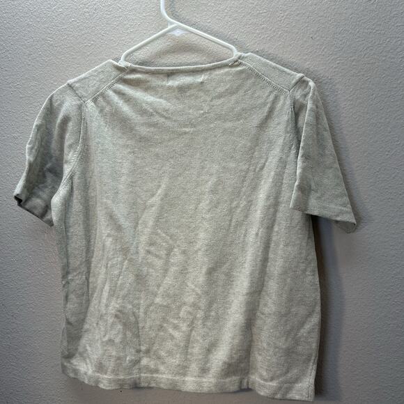 L.L. Bean Cardigan Knit Top 2 Piece Set Sweater Size M Tan Granny 100% Cotton - Picture 5 of 5